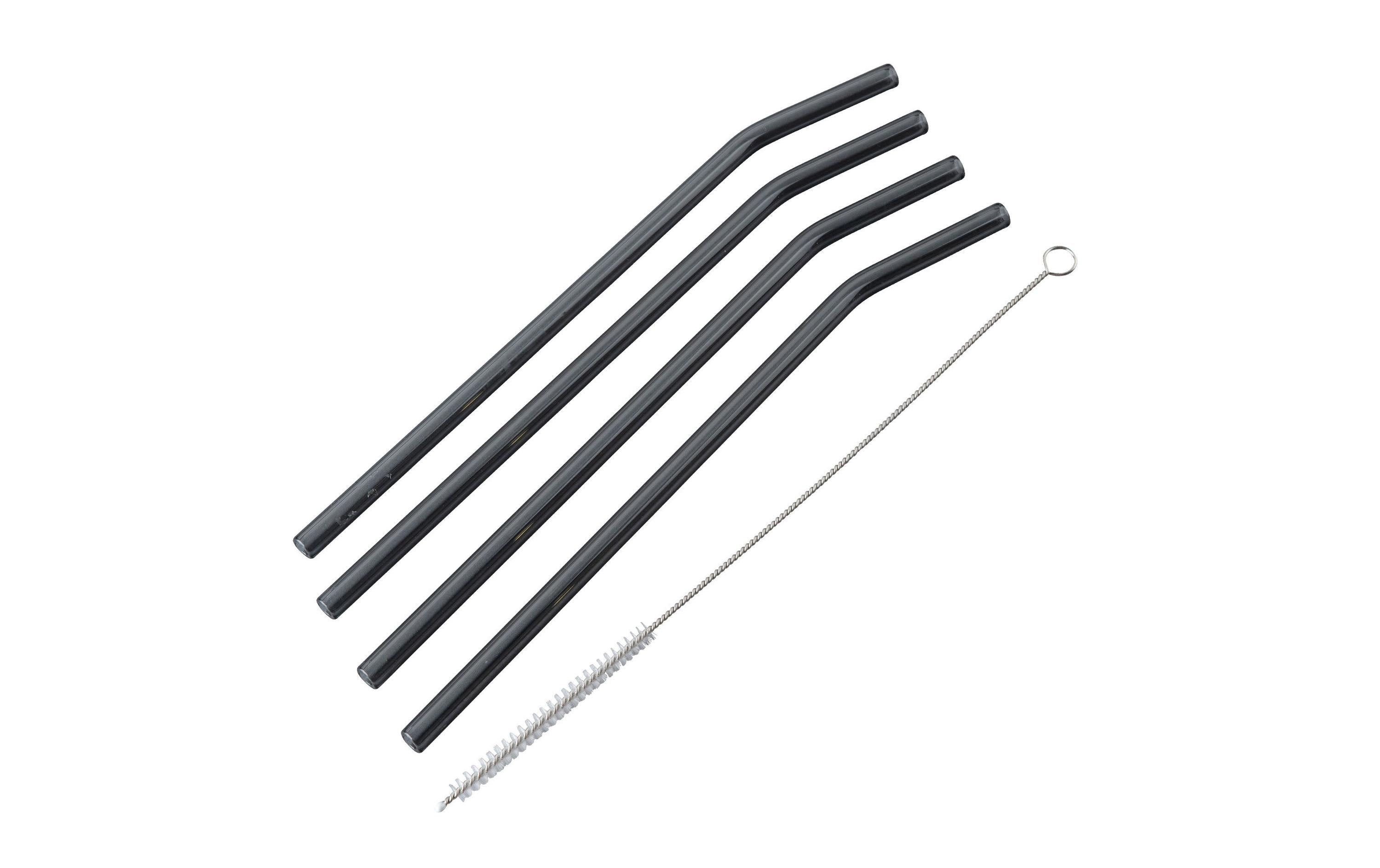 Fackelmann Trinkhalme – Ø 0,8 cm, 23,5 cm, Glas, 4 Stk., inkl. Bürste