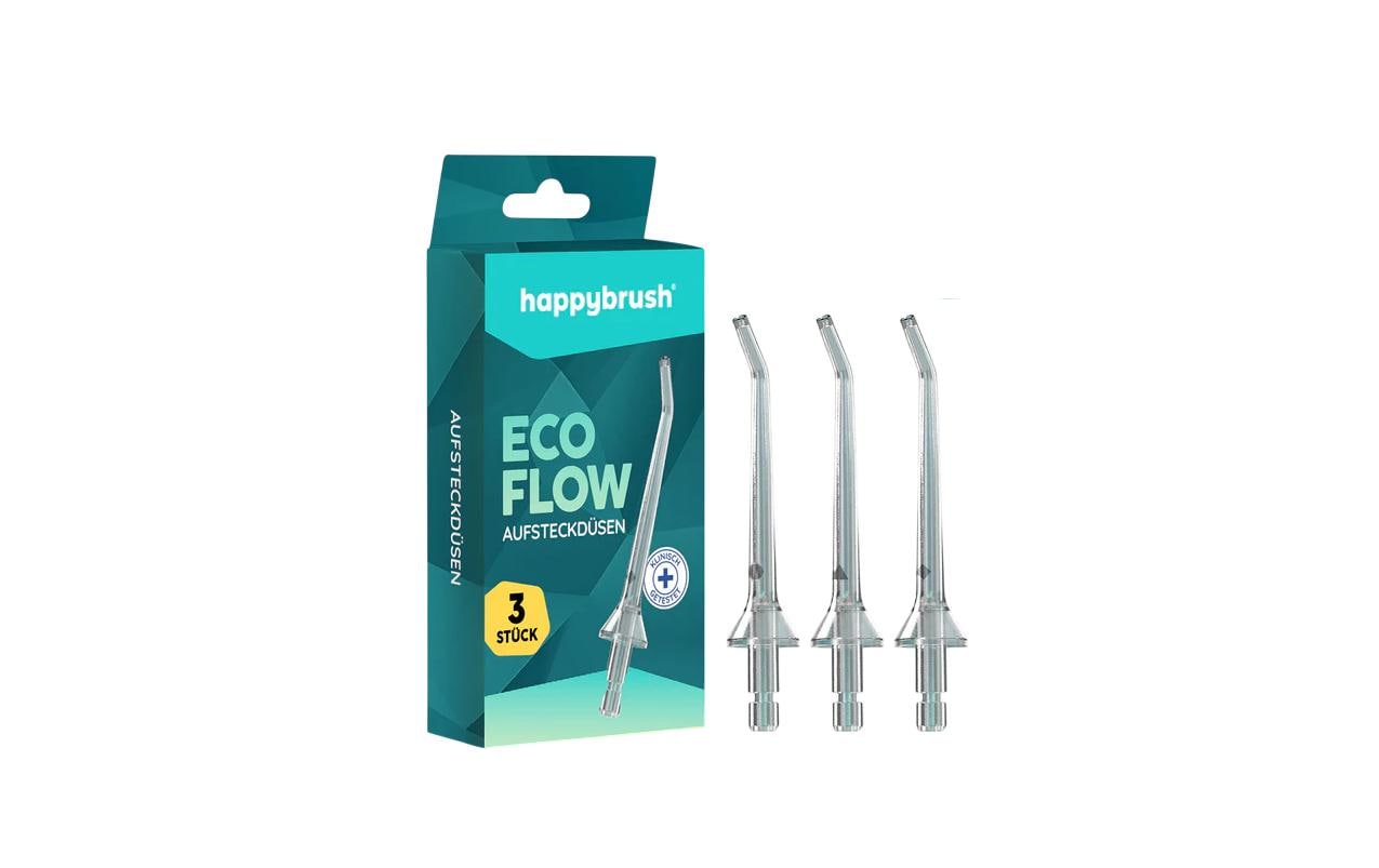 Happybrush Ersatz-Aufsteckdüsen Eco Flow – 3 Stk, transparent