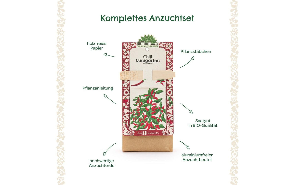 Die stadtgärtner Anzuchtsset – Chili, Bio – beige