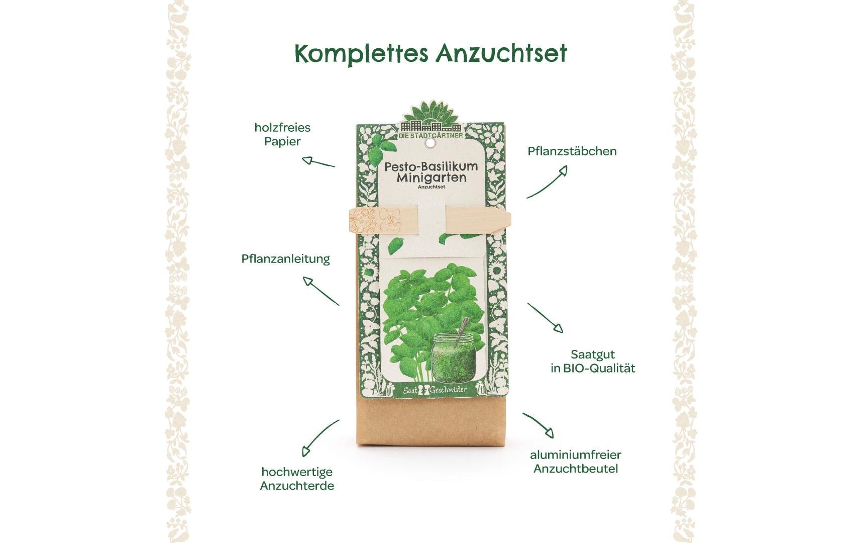 Die stadtgärtner Anzuchtsset – Pesto-Basilikum (Bio) – Pflanzen & Saatgut, beige