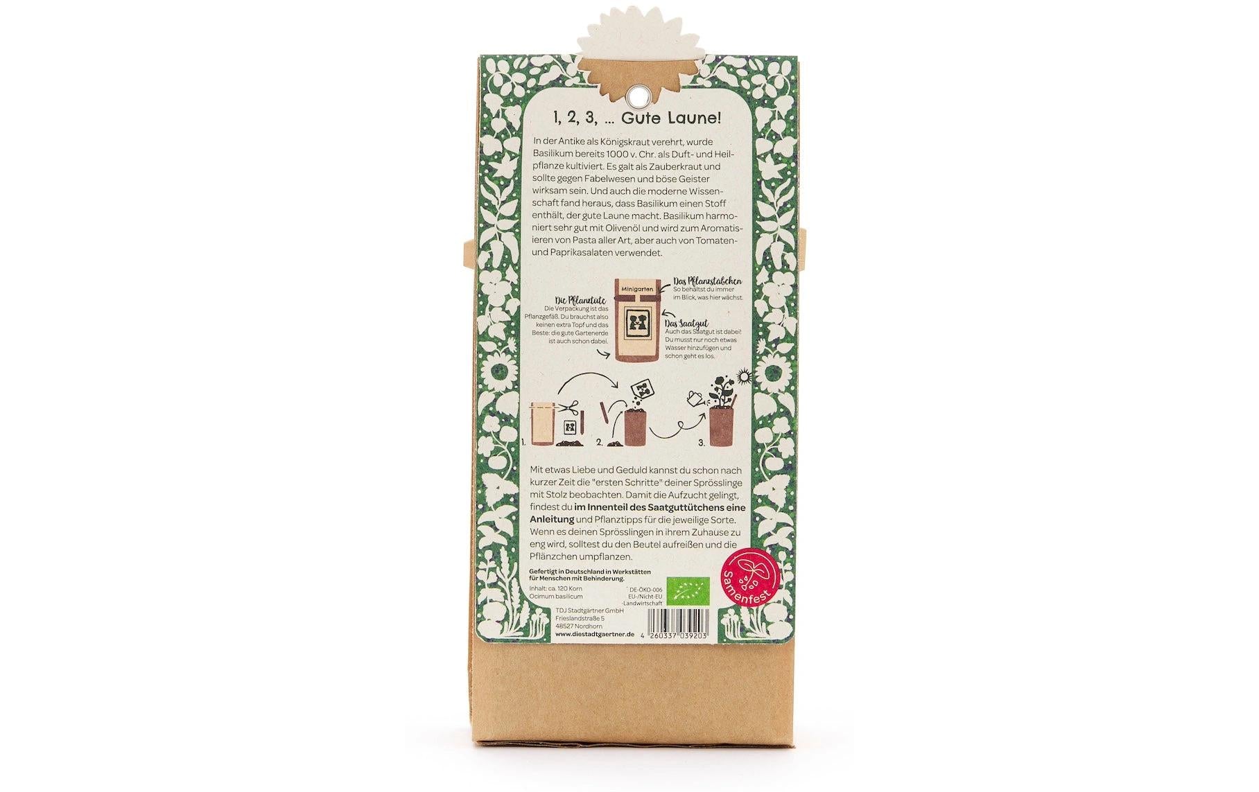 Die stadtgärtner Anzuchtsset – Pesto-Basilikum (Bio) – Pflanzen & Saatgut, beige