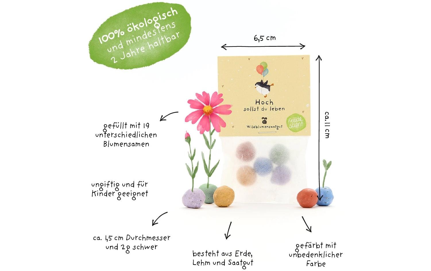 Die stadtgärtner Blumenmurmeln – Saatgut – Mehrfarbig