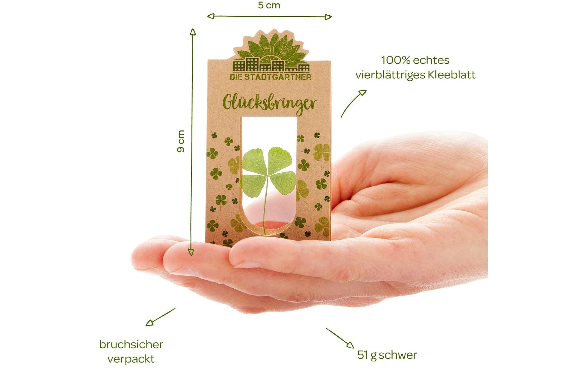 Die stadtgärtner Glücksbringer – Kleeblatt – Glas & Pappe, Mehrfarbig