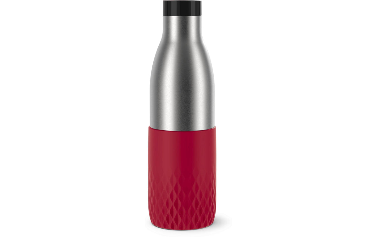 Emsa Bluedrop Isolierflasche 700 ml – Doppelwandig 12 h Heiss / 24 h Kalt, Edelstahl, Druckknopfdeckel