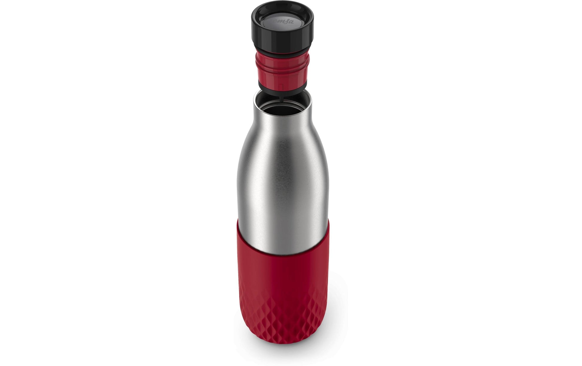 Emsa Bluedrop Isolierflasche 700 ml – Doppelwandig 12 h Heiss / 24 h Kalt, Edelstahl, Druckknopfdeckel