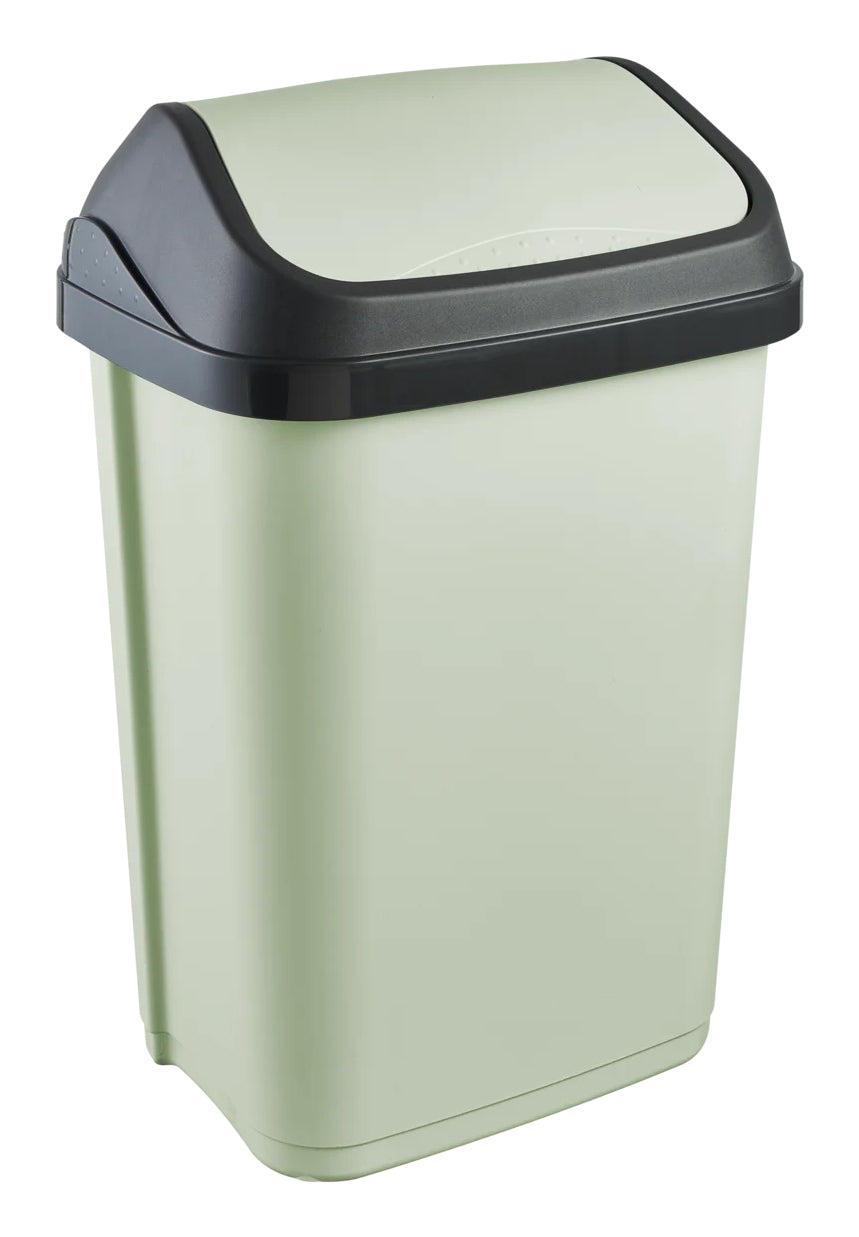 keeeper Schwingdeckel-Abfalleimer – 25 l – Kunststoff (PP), rechteckig – Soft Green