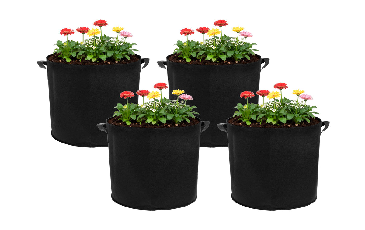 Struct Runde Pflanzentasche Ø 40 cm × 35 cm, Filz, Grau, für Aussenbereich, Balkon, Garten