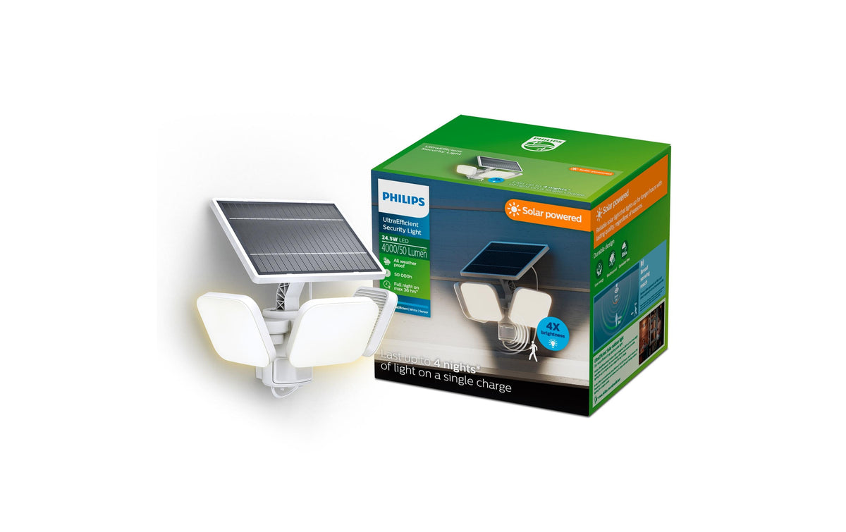 Philips by Signify Philips Aussenwandleuchte – Kaltweiss, 5000 K – IP65 – Netzbetrieb – mit Bewegungsmelder, Weiss, Kunststoff