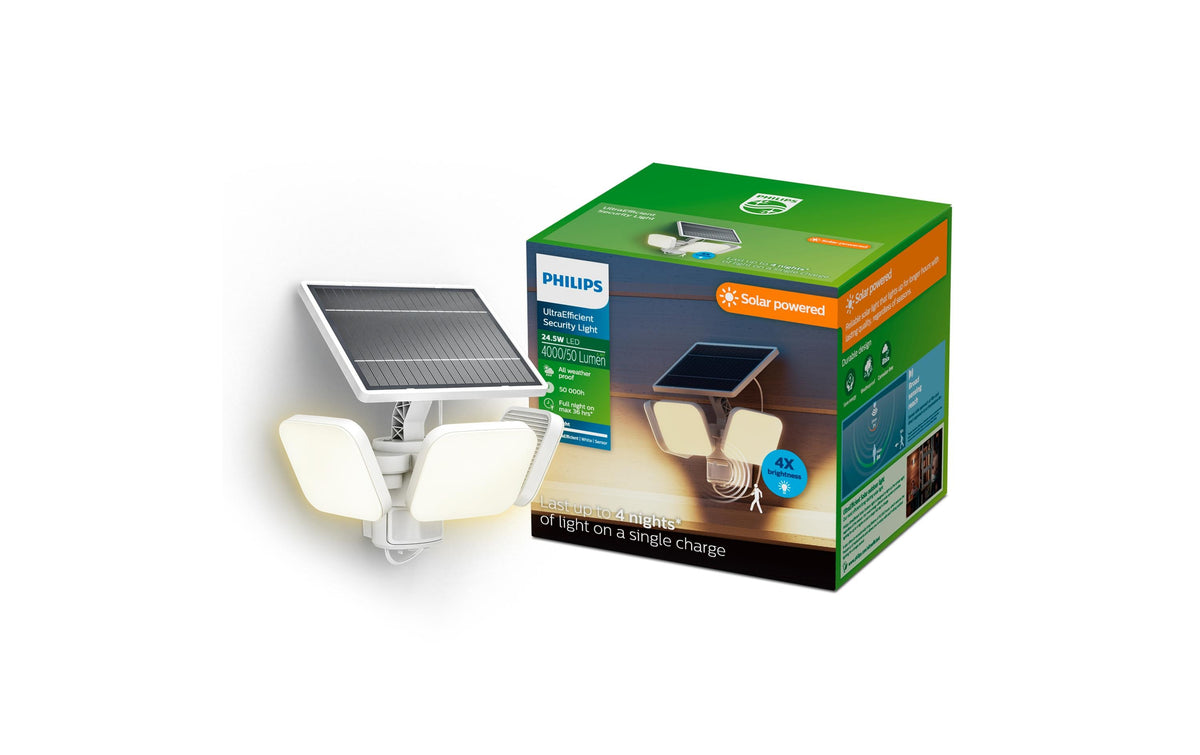 Philips by Signify Philips Aussenwandleuchte – Warmweiss, 3000 K – IP65 – Netzbetrieb – mit Bewegungsmelder – Weiss – Kunststoff