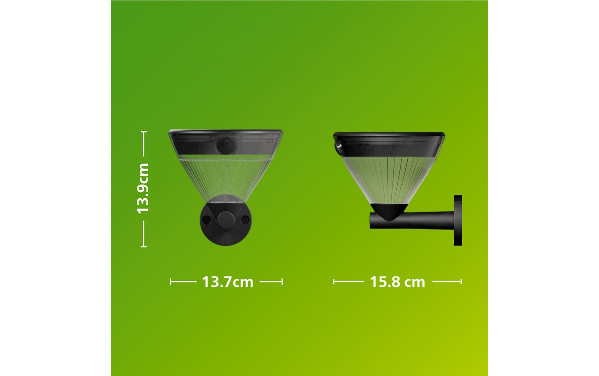 Philips by Signify Philips Aussenwandleuchte – Warmweiss, 2700 K, IP44, Netzbetrieb, mit Bewegungsmelder, Schwarz, Kunststoff