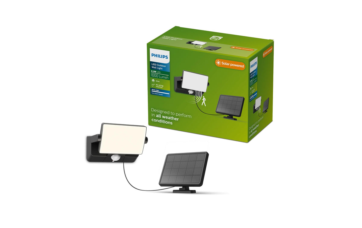 Philips by Signify Philips Aussenwandleuchte – 3000 K – IP44 – Netzbetrieb – mit Bewegungsmelder – Schwarz – Kunststoff