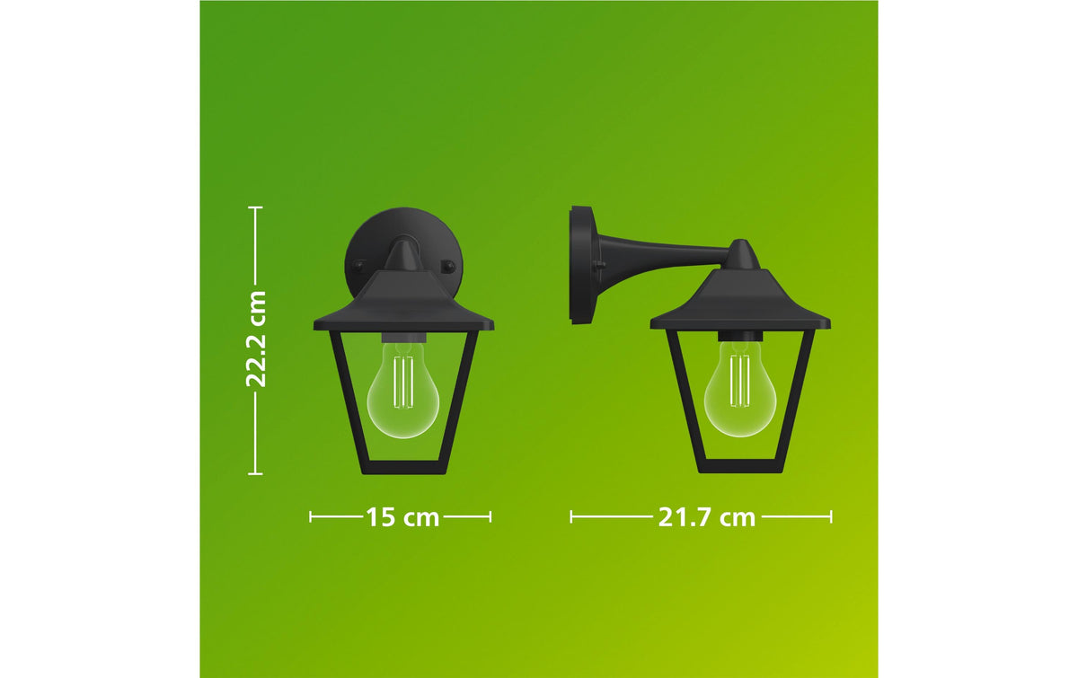 Philips by Signify Philips Aussenwandleuchte Juli – 21,7×22,2 cm – 25 W – IP44 – Netzbetrieb – Schwarz – Aluminium