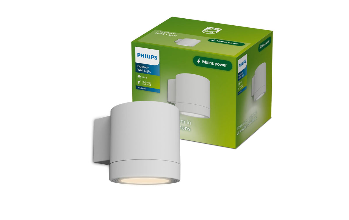 Philips by Signify Philips Aussenwandleuchte Fylx – 11,6×9 cm – 5 W – IP44 – Netzbetrieb, Weiss, Aluminium