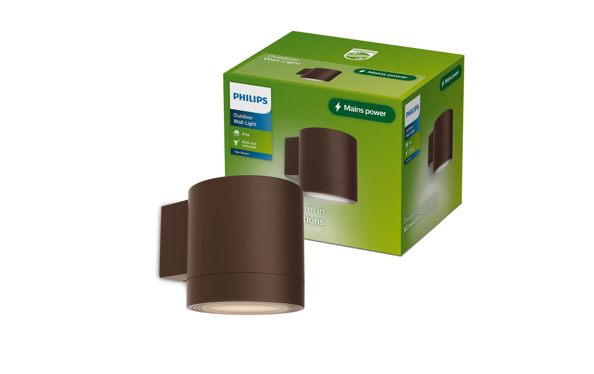 Philips by Signify Philips Fylx Aussenwandleuchte – 11,6×9 cm – 5 W – IP44 – Netzbetrieb – Braun – Aluminium