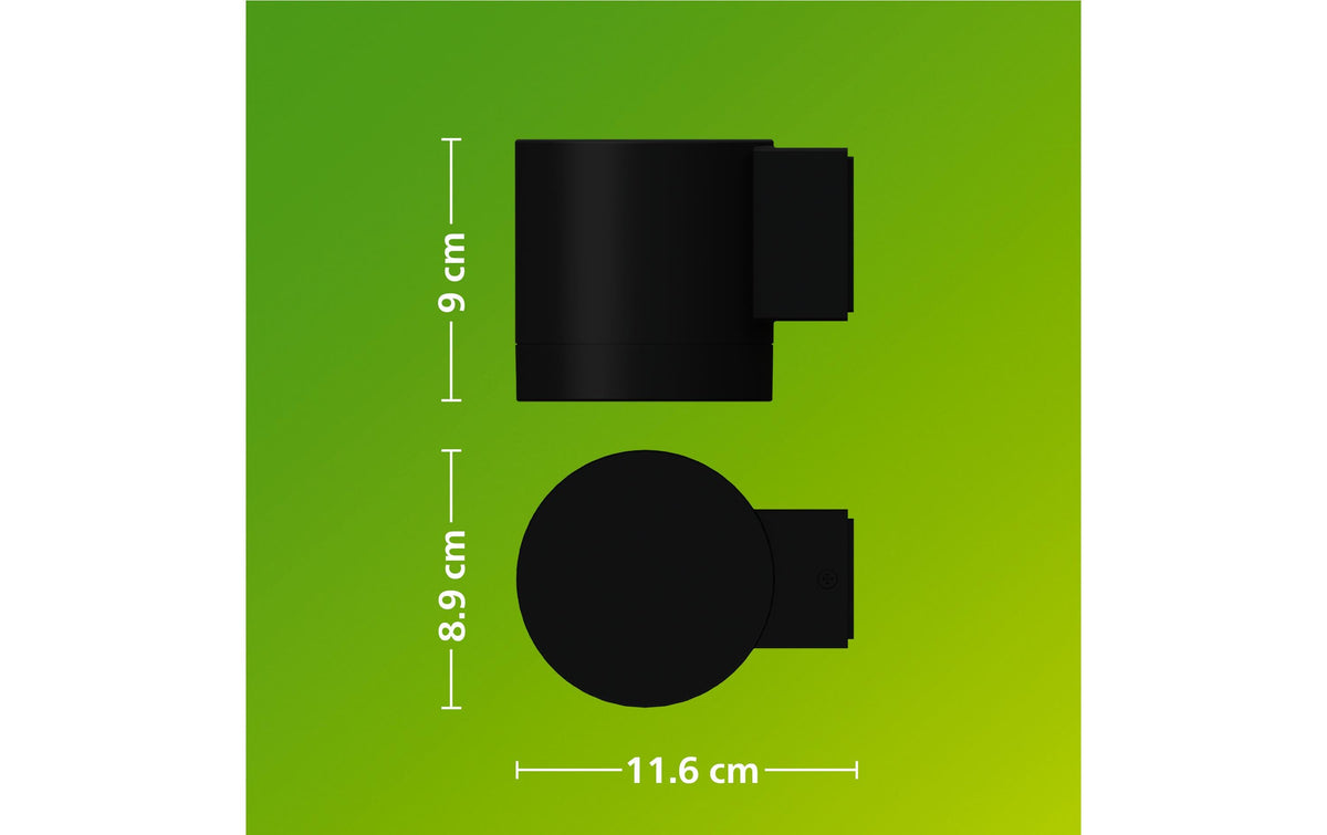 Philips by Signify Philips Aussenwandleuchte Fylx – 11,6×9 cm, 5 W, IP44, Netzbetrieb, Schwarz, Aluminium
