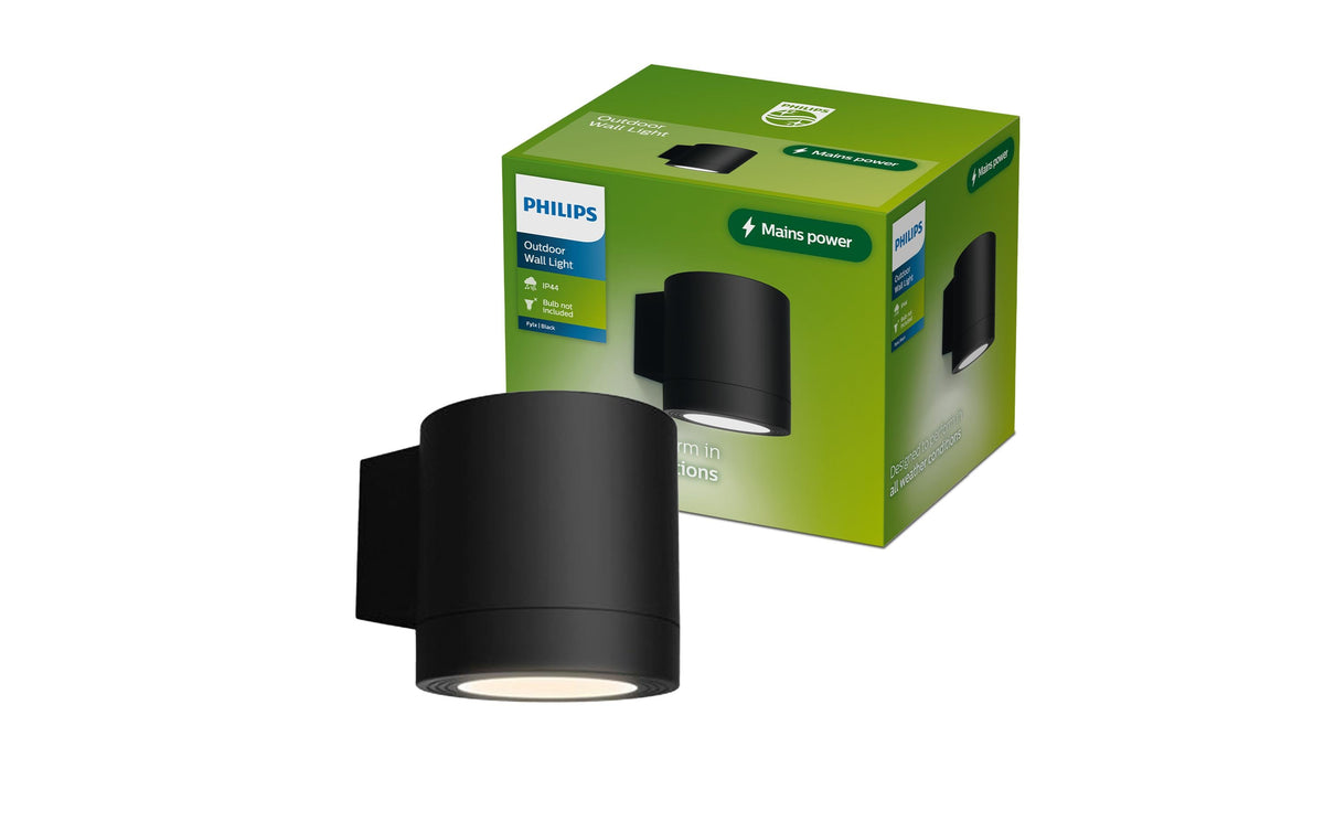 Philips by Signify Philips Aussenwandleuchte Fylx – 11,6×9 cm, 5 W, IP44, Netzbetrieb, Schwarz, Aluminium