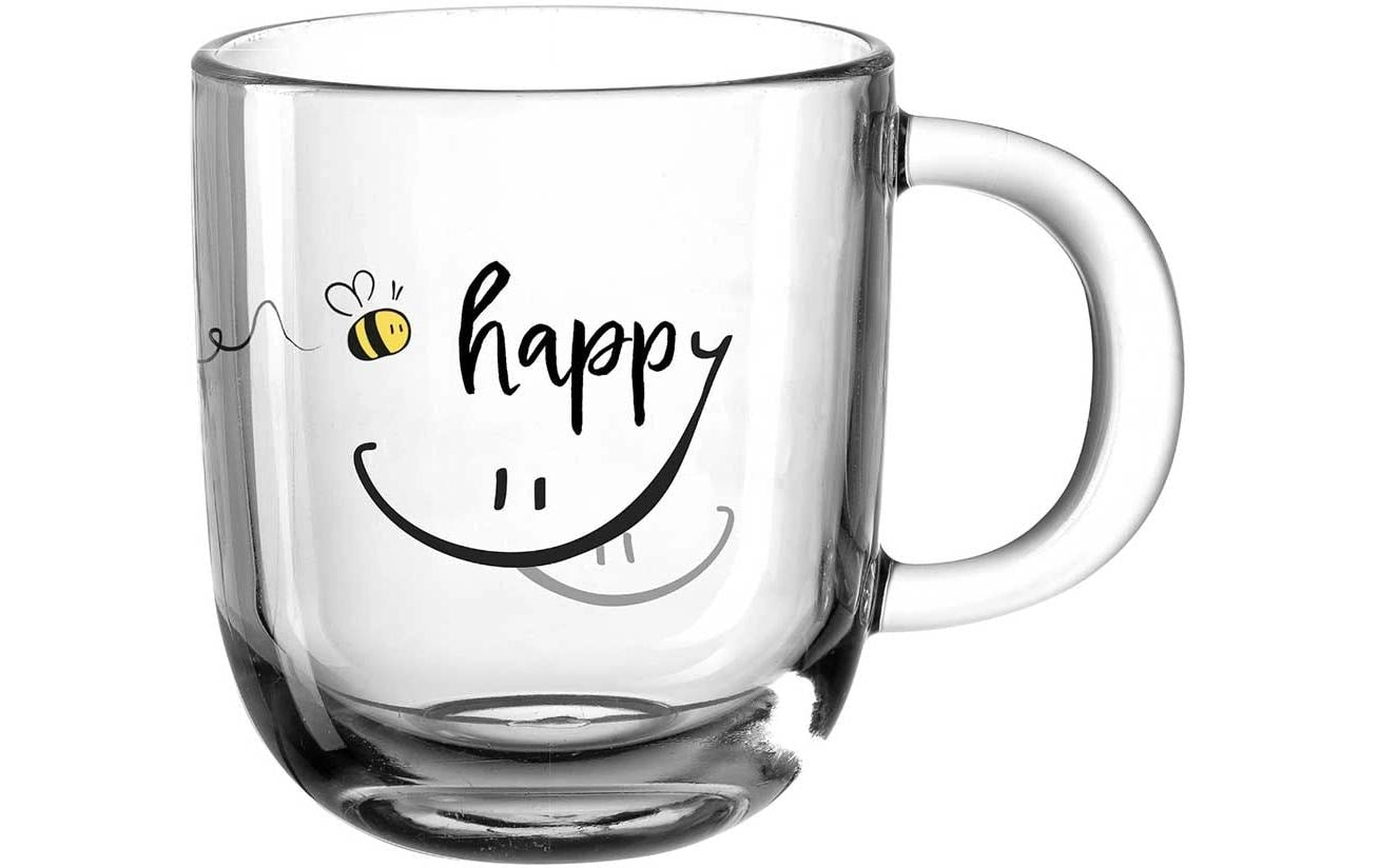 LEONARDO Kaffeetasse Emozione Caro-happy – 400 ml, Ø 8,7 cm, Glas, spülmaschinenfest, hitzebeständig