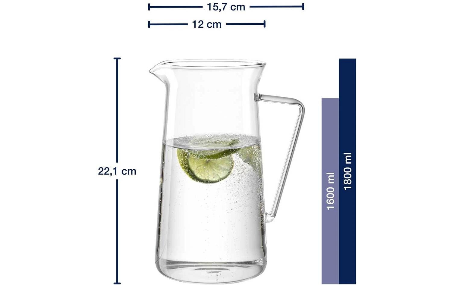 LEONARDO Krug Giorno – 1,8 l, Ø 12,0 cm, H 22,1 cm, Glas, Transparent, spülmaschinenfest