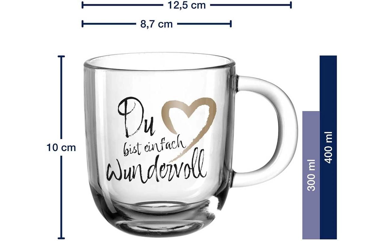 LEONARDO Kaffeetasse – 400 ml, Ø 8,7 cm, H 10,0 cm, Glas, Mehrfarbig, spülmaschinenfest