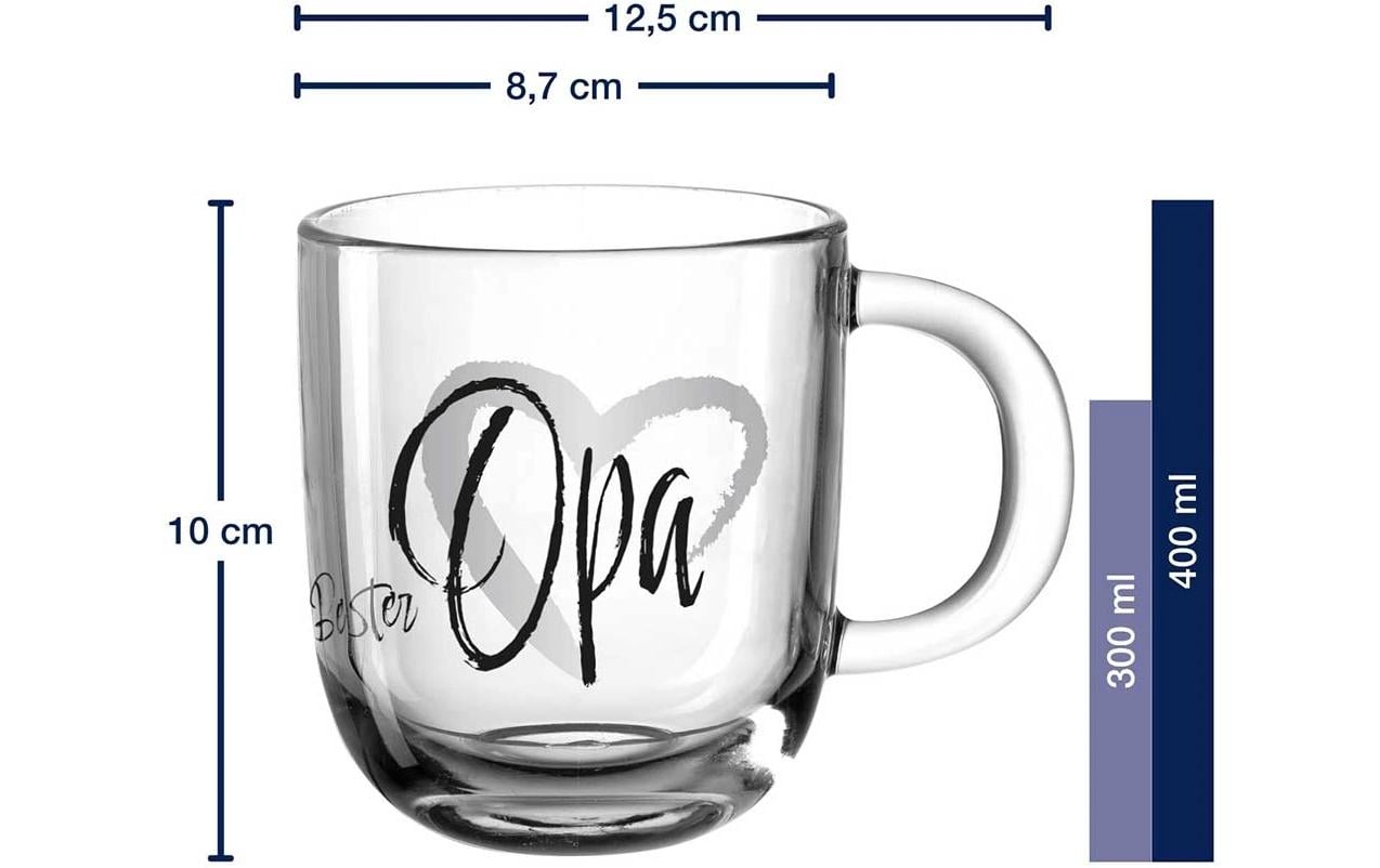 LEONARDO Tasse Emozione Bester Opa – 400 ml, Ø 8,7 cm, H 10,0 cm, Glas, Mehrfarbig