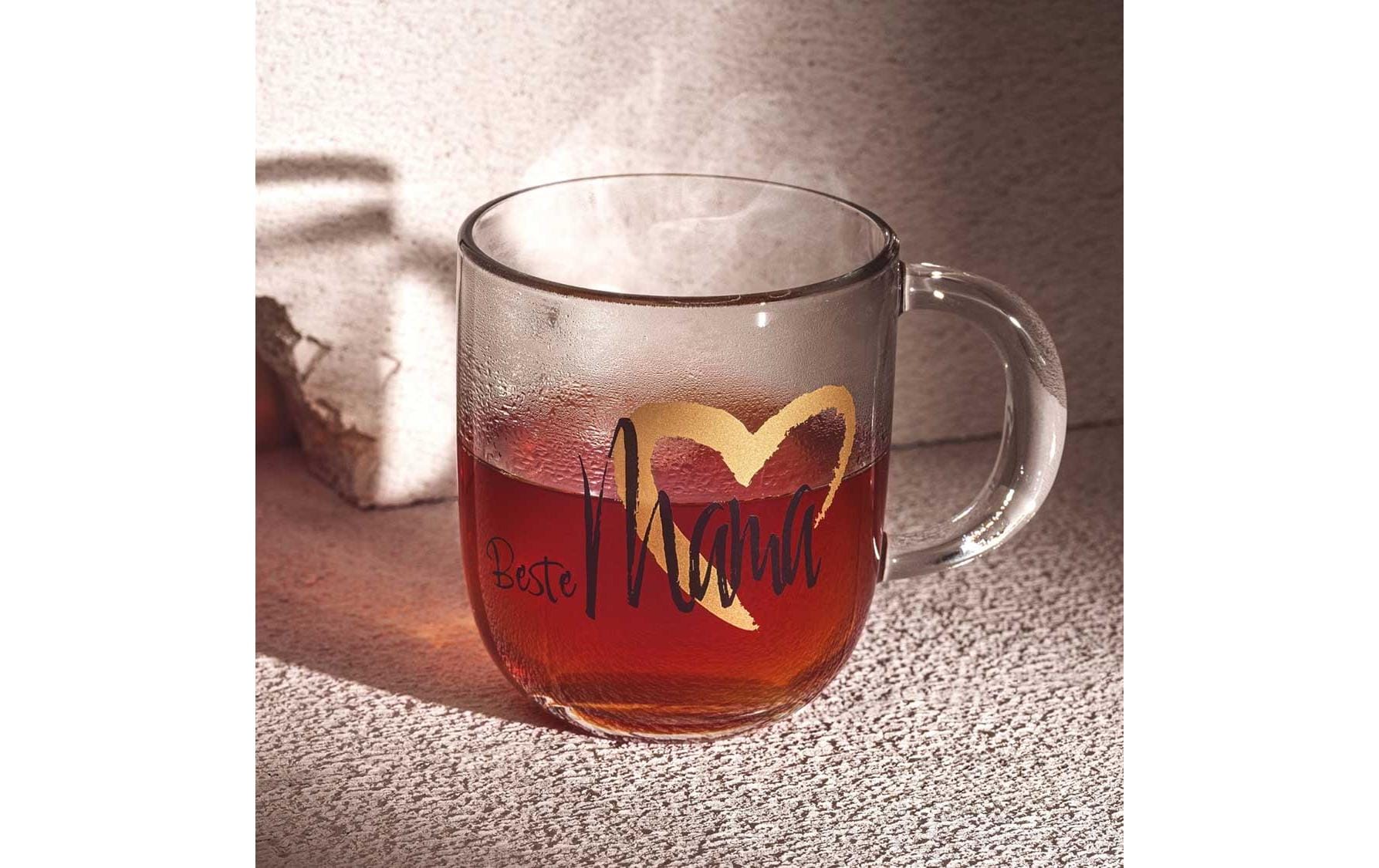 LEONARDO Tasse Emozione Beste Mama – 400 ml, Ø 8,7 cm, Glas, Mehrfarbig