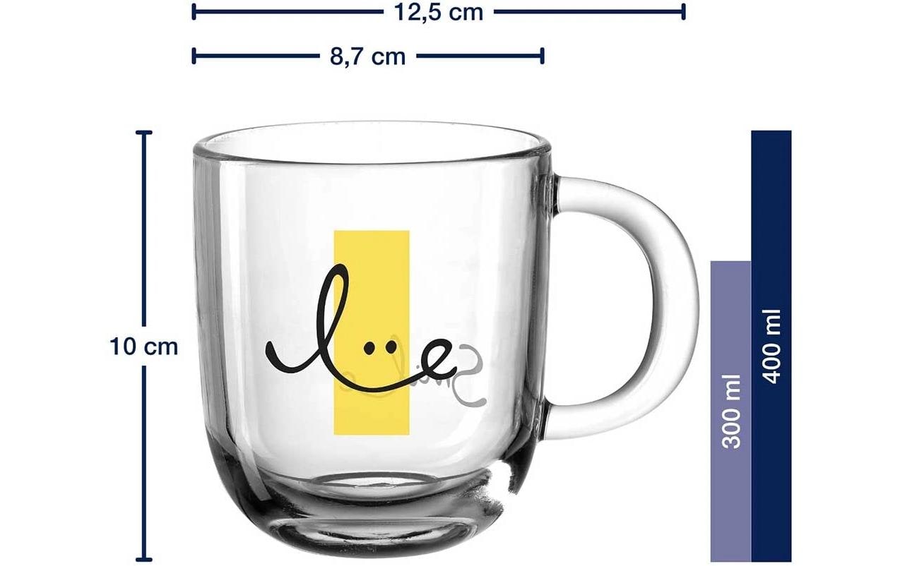 LEONARDO Tasse – 400 ml, Ø 8,7 cm, H 10,0 cm, Glas, Mehrfarbig, spülmaschinenfest