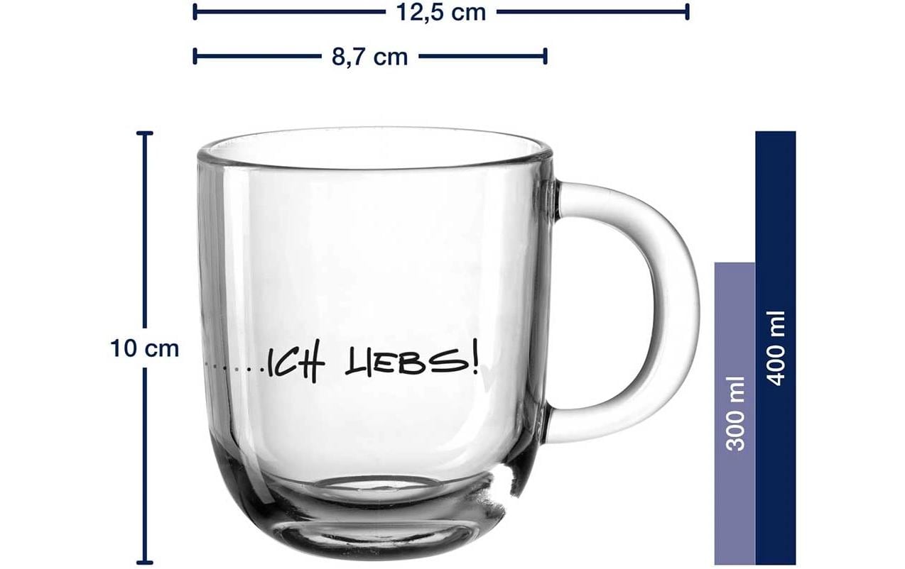 LEONARDO Kaffeetasse – 400 ml, Ø 8,7 cm, Glas, Mehrfarbig, spülmaschinenfest