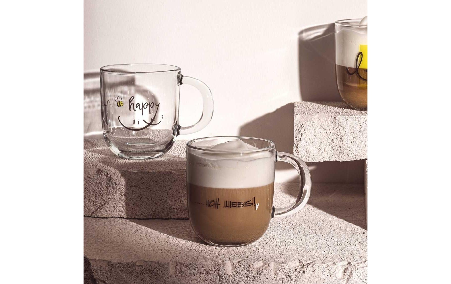 LEONARDO Kaffeetasse – 400 ml, Ø 8,7 cm, Glas, Mehrfarbig, spülmaschinenfest