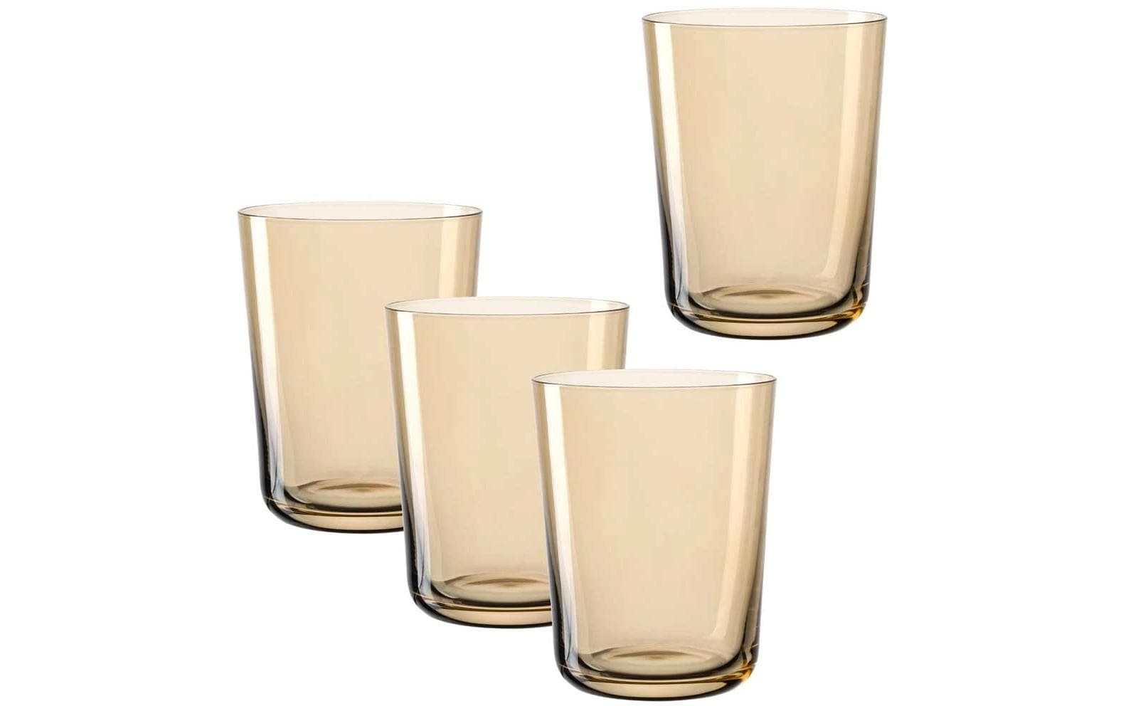 LEONARDO Trinkglas Leggero – 4er Set, 240 ml, Ø 7,8 cm, H 10,0 cm, Glas, Bernstein