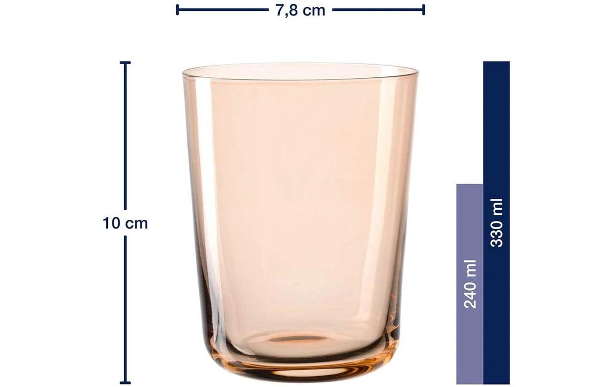 LEONARDO Trinkglas Leggero – 4er Set, 240 ml, Ø 7,8 cm, Glas, Orange