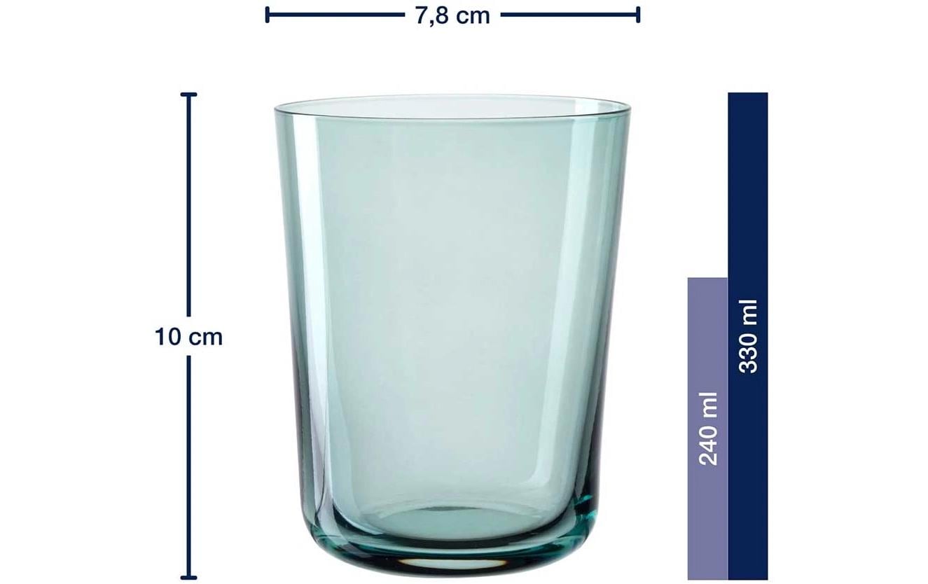 LEONARDO Trinkglas Leggero mare – 240 ml, Ø 7,8 cm, H 10,0 cm, Glas, Türkis