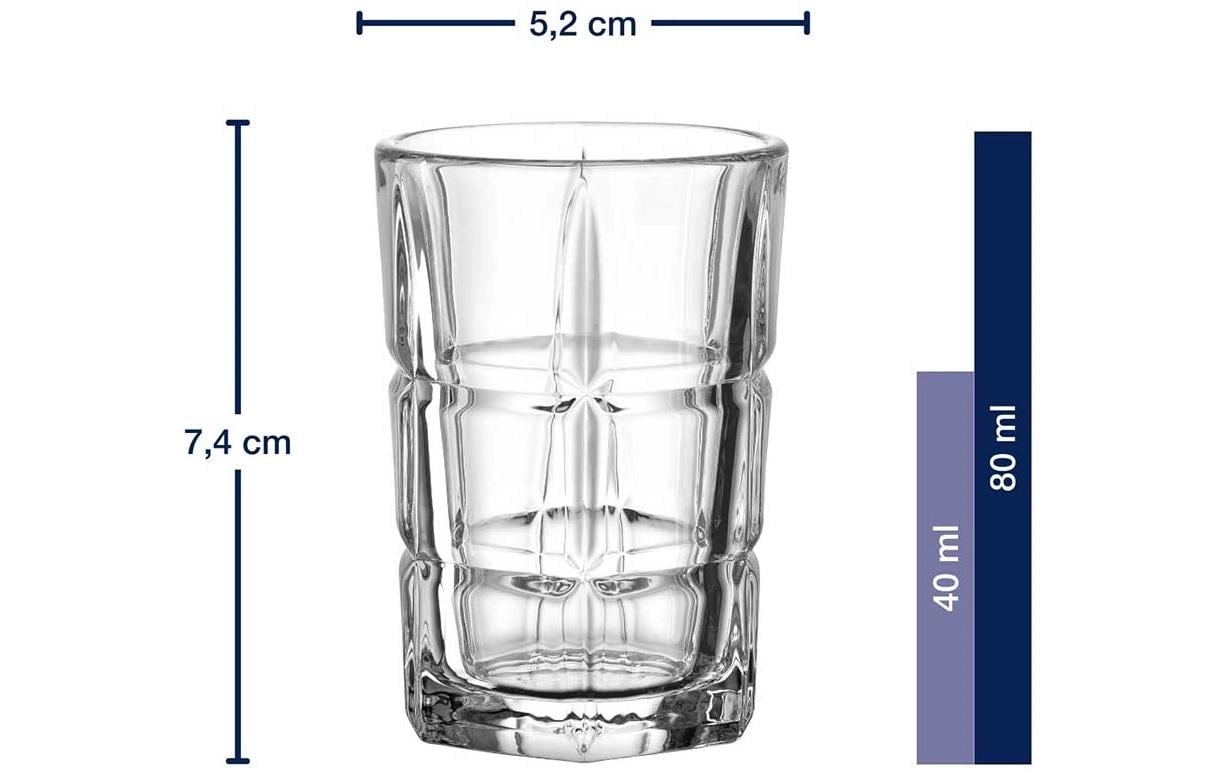LEONARDO Schnapsglas – 4er Set, 80 ml, Ø 5,2 cm, H 7,4 cm, Glas, Transparent, spülmaschinenfest
