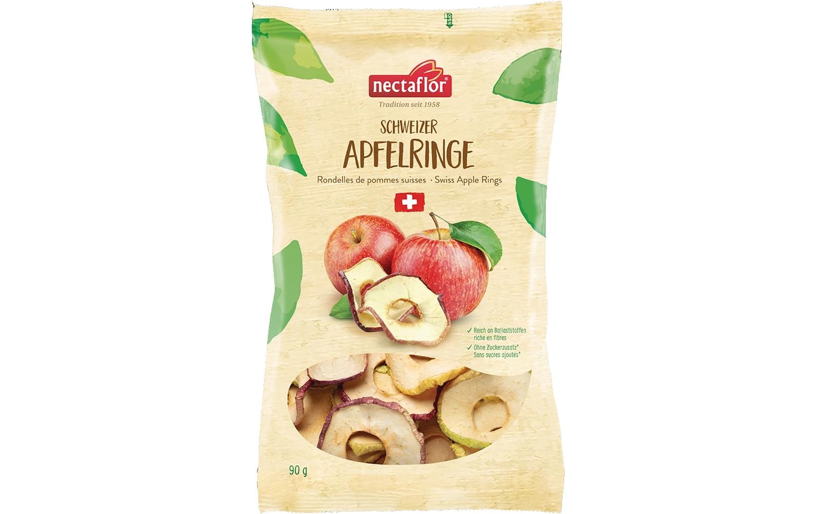Nectaflor Schweizer Apfelringe – Vegan – 90 g