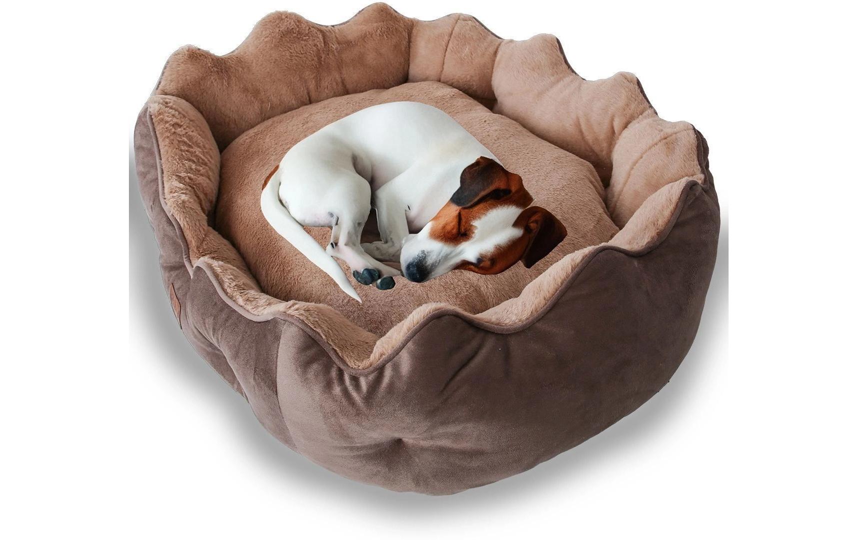 Paws & Whiskers – Rundes Hundebett – 54 × 60 × 18 cm, Polyester, Braun