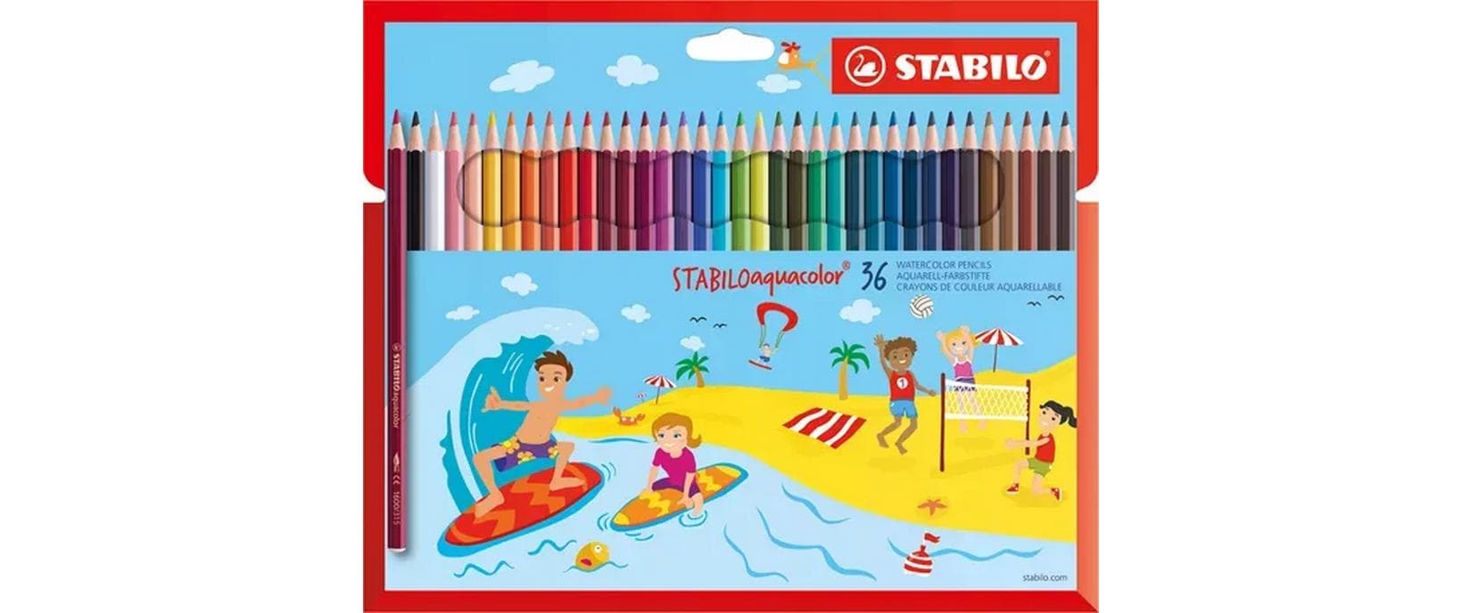 STABILO aquacolor Aquarellfarbstifte – 36 Farben, wasservermalbar, Karton