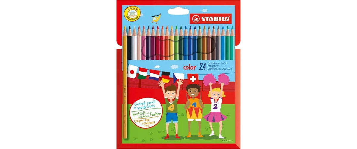 STABILO Buntstifte Farbstifte Sechskant, Minen-Ø 2,5 mm, 24 Farben, im Kartonetui