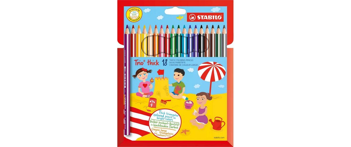 STABILO Buntstifte Trio Dick – Dreikant, Minen-Ø 4,2 mm, 18 Farben, im Kunststoffetui