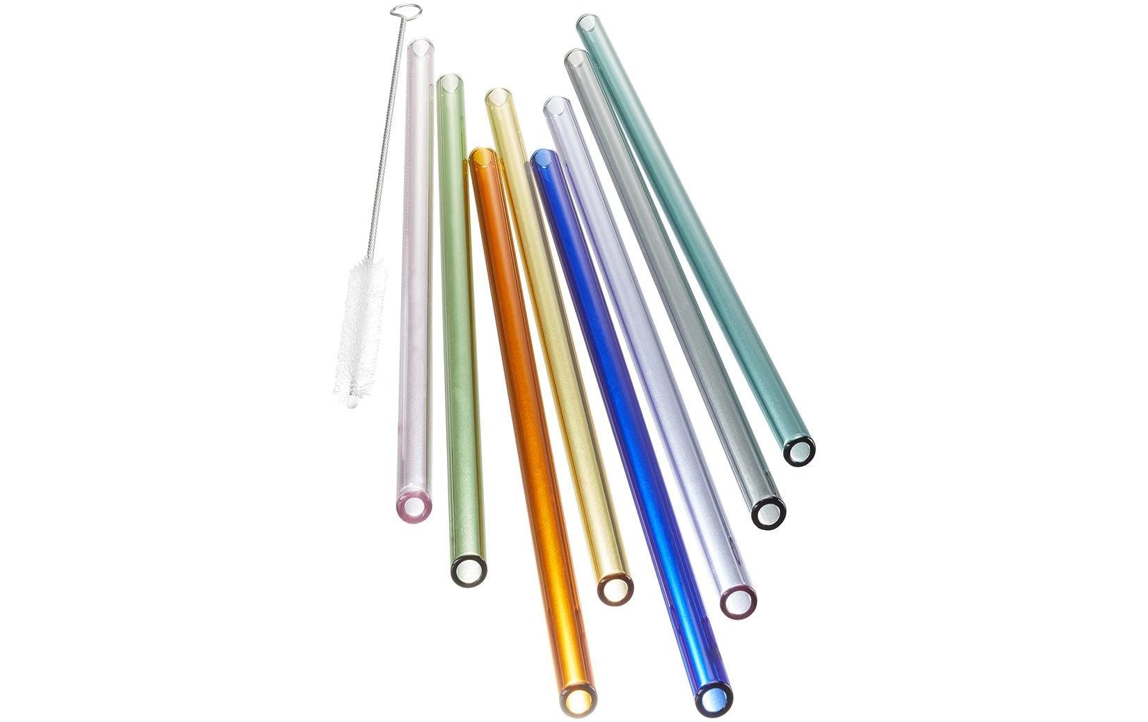 Gefu Glastrinkhalm FUTURE – 8er Set, 23 cm, Ø 0,8 cm, Glas, Mehrfarbig