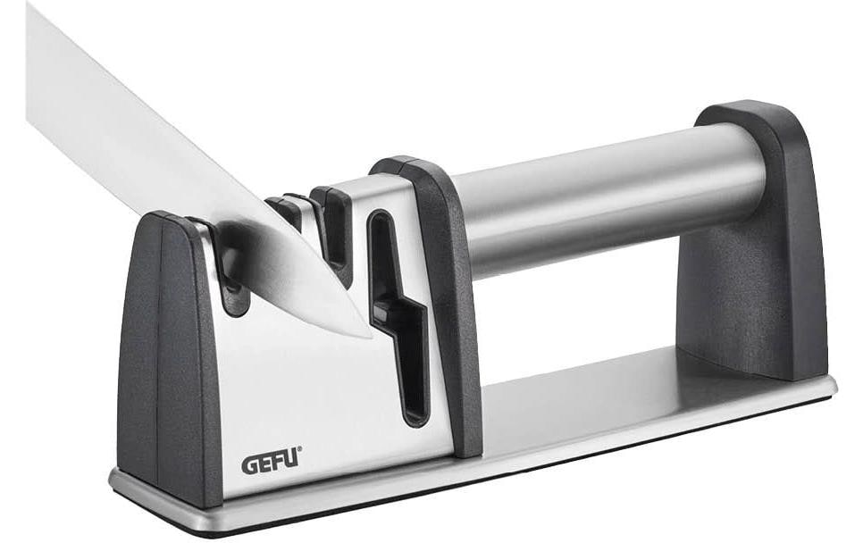 Gefu Colt Pro – Messerschärfer 6 × 22 × 22 cm, Edelstahl/Keramik/Kunststoff, Schwarz/Silber