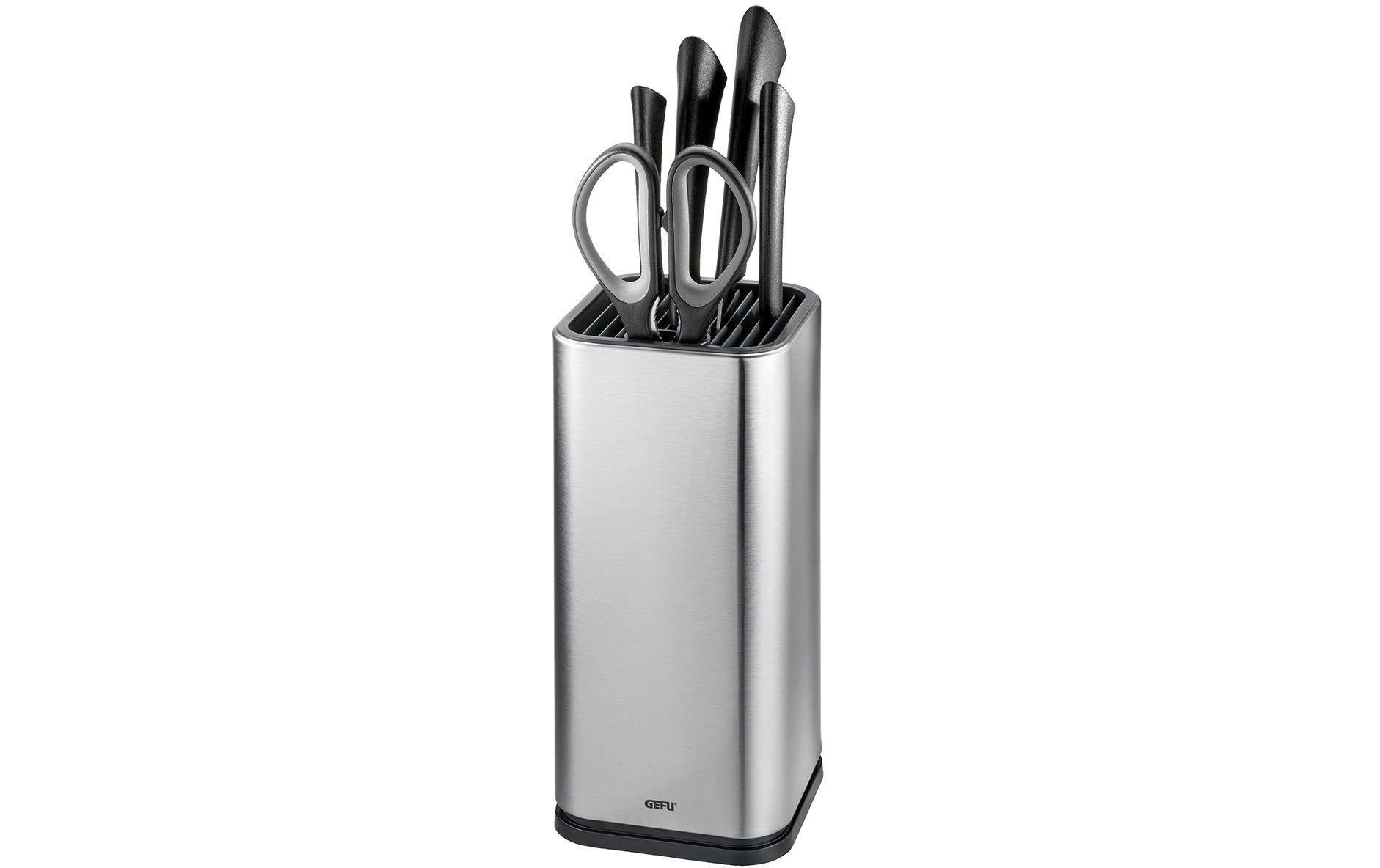 Gefu INSIEM – Messerblock, Edelstahl/Kunststoff, Silber, 11 × 11 × 23,5 cm