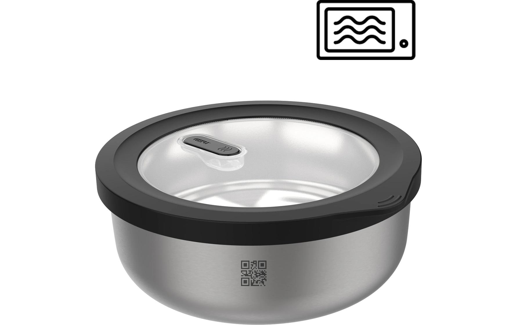 Gefu Vorratsdose PROVIDO – 2 l, Ø 20,5 cm, Edelstahl/Kunststoff, Schwarz/Silber, mit Deckel, spülmaschinenfest