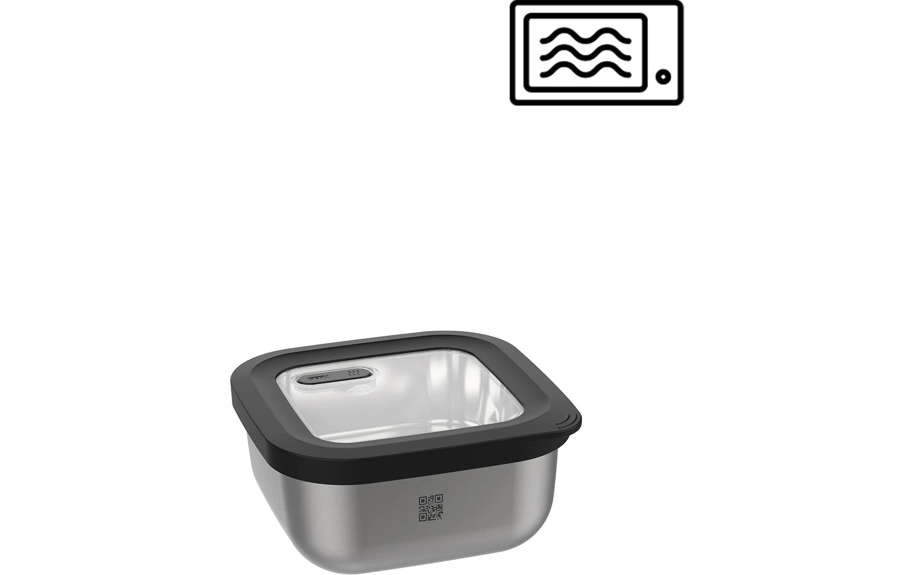 Gefu PROVIDO – Vorratsdose 400 ml, 12 × 12 × 6 cm, Edelstahl 18/8/Polypropylen (PP)/TPE/Silikon, Schwarz/Silber