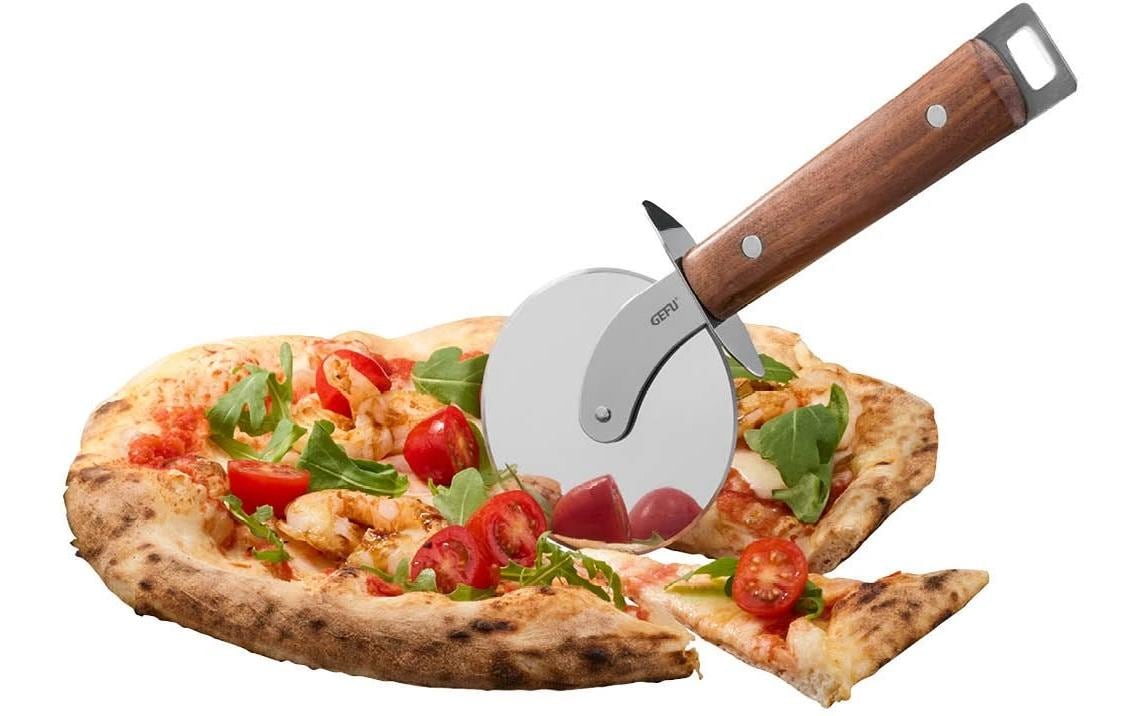 Gefu Pizzaschneider Ø 9 × 1,6 cm, Länge 22,5 cm, Edelstahl/Walnuss, Braun/Silber