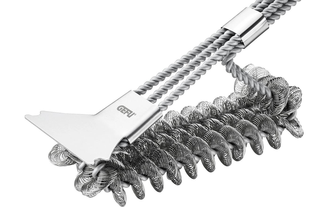 Gefu Scheuerbürste – Edelstahl, Edelstahl/Kunststoff, 44×20×9 cm, Schwarz/Silber, mit Metallschaber