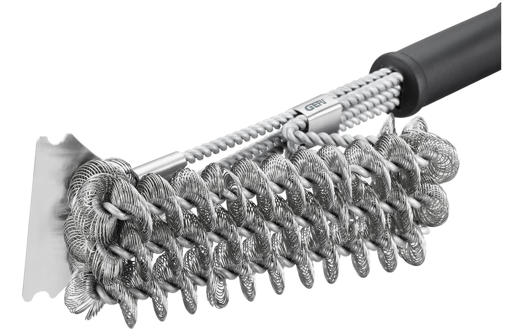 Gefu Scheuerbürste – Edelstahl, Edelstahl/Kunststoff, 44×20×9 cm, Schwarz/Silber, mit Metallschaber