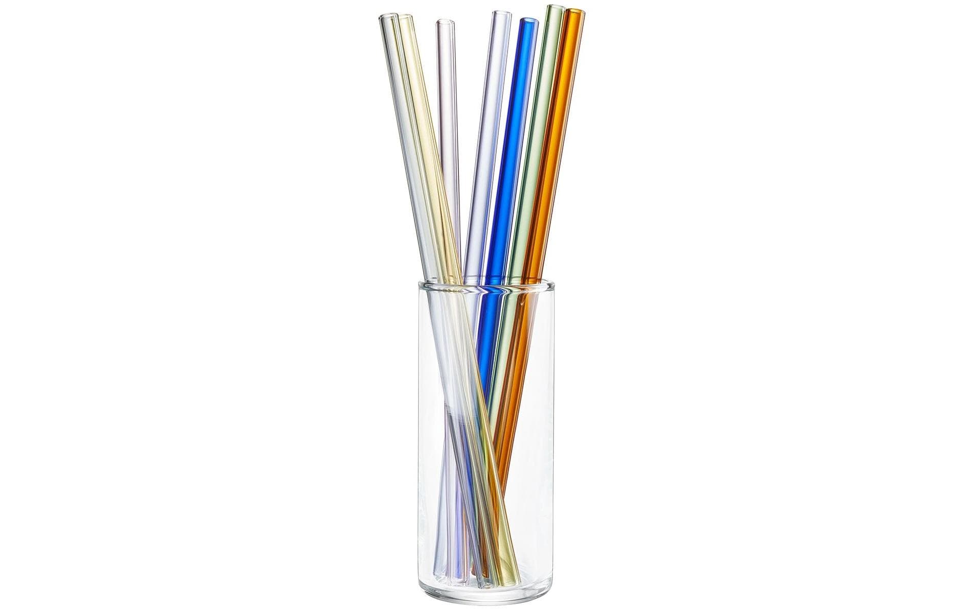 Gefu Glastrinkhalm FUTURE – 8er Set, 23 cm, Ø 0,8 cm, Glas, Mehrfarbig