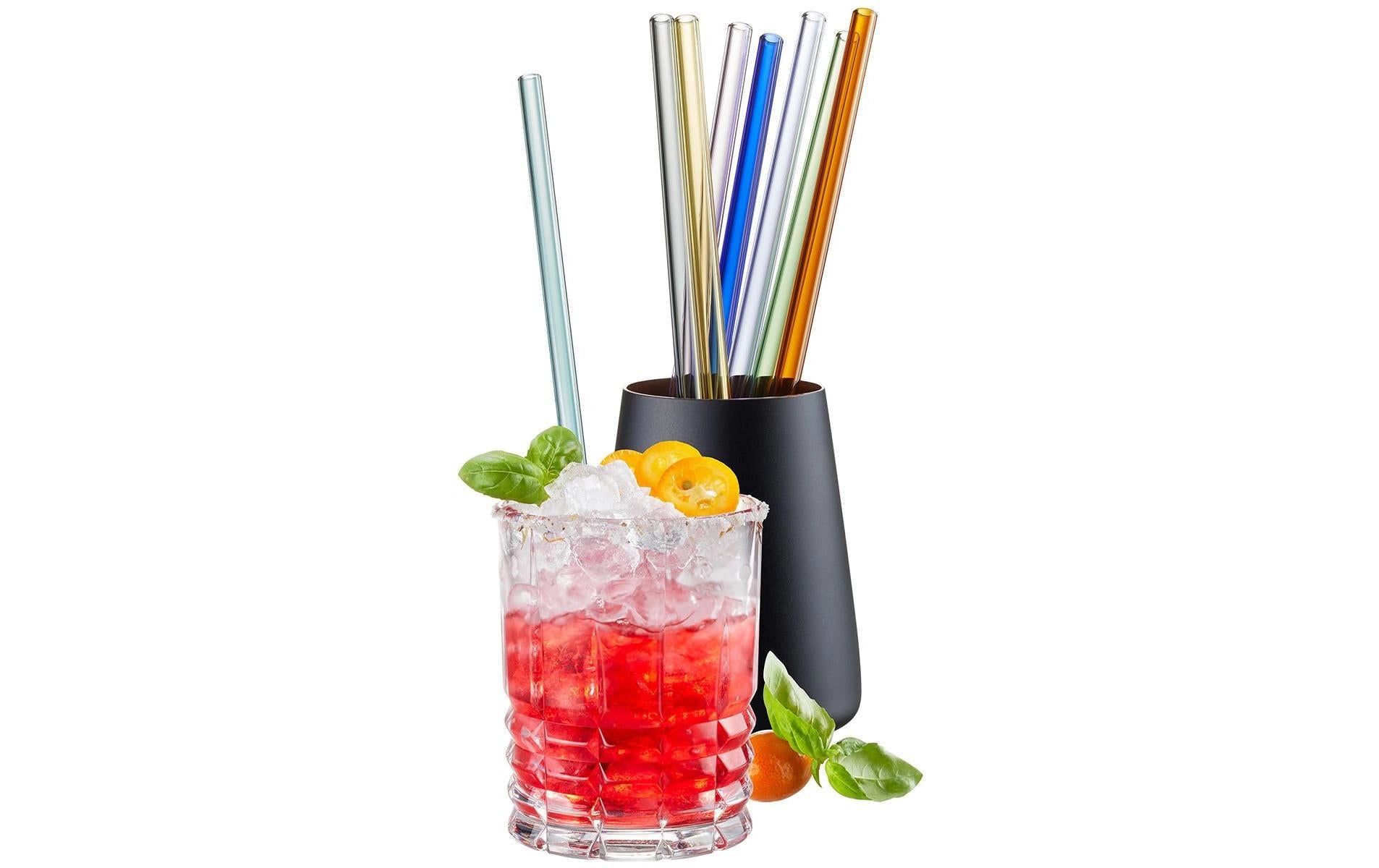 Gefu Glastrinkhalm FUTURE – 8er Set, 23 cm, Ø 0,8 cm, Glas, Mehrfarbig