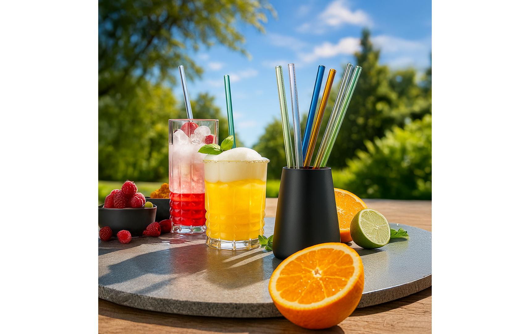 Gefu Glastrinkhalm FUTURE – 8er Set, 23 cm, Ø 0,8 cm, Glas, Mehrfarbig