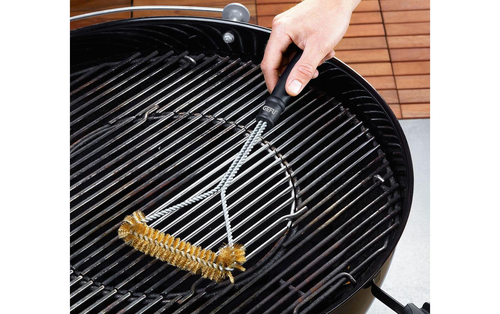 Gefu Grillbürste 35 cm, Messingborsten, Edelstahl/Kunststoff, für Grill, Grillrost, Backofen