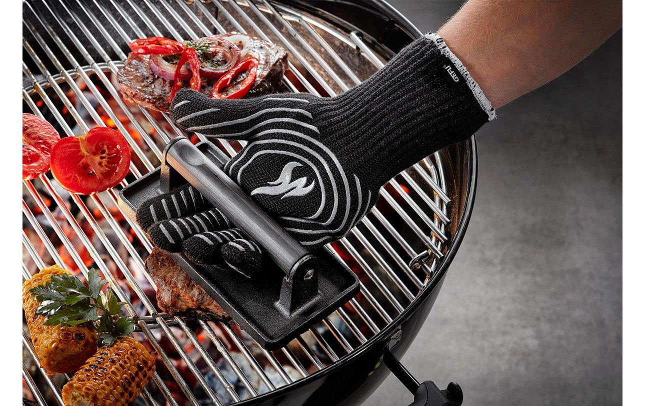 Gefu Grillhandschuh 40 cm, Baumwolle/Kunststoff, Grau, für Grill und Küche